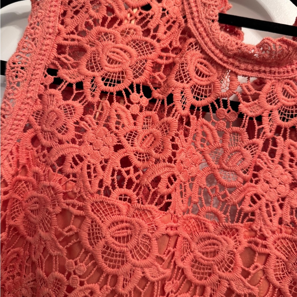 Lace Sleeveless Top Coral MSRP $89 - Picture 5 of 7